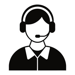 Call center manager Call center operator Black icon isolated on white background User icon