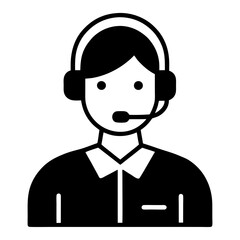 Call center manager Call center operator Black icon isolated on white background User icon