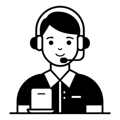 Call center manager Call center operator Black icon isolated on white background User icon