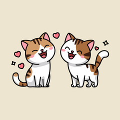 Cute Cartoon Cats in Love