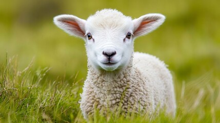 Adorable Baby Lamb in a Lush Meadow