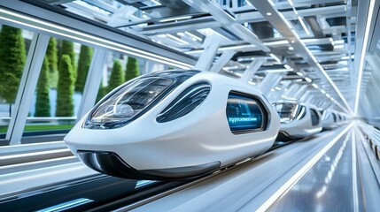 Fototapeta premium futuristic autonomous pods transit system - futuristic technology
