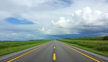 Fototapeta premium Open Road Ahead Scenic Highway Landscape Photo
