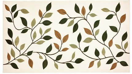 Decorative textile featuring intricate leaf patterns in earthy tones on a light background