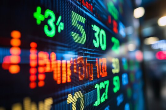 City night stock ticker shows market growth