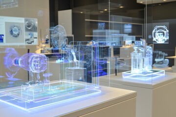 Research lab employs holographic visualization for advanced energy harvesting technologies.