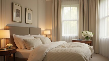 Elegant Bedroom Interior with Classy Decor and Warm Lighting