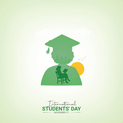 International Students' Day, Students' Day creative design for banner, poster, and 3D Illustration.