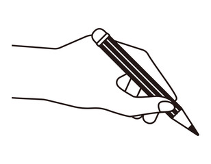 えんぴつを手に持つイラスト　文房具アイコン