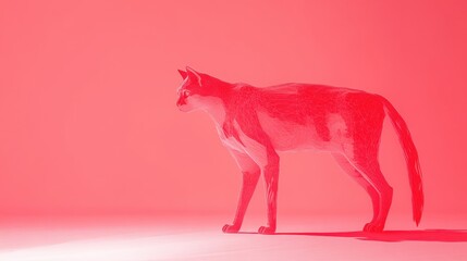 Fototapeta premium A stylized cat silhouette in a vibrant red hue, showcasing artistic lighting and form.