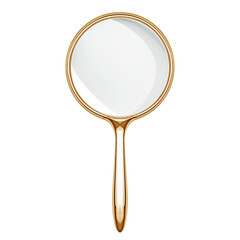 Golden Magnifying Glass with Precise Optics and Reflective Surface. isolated on transparent background.