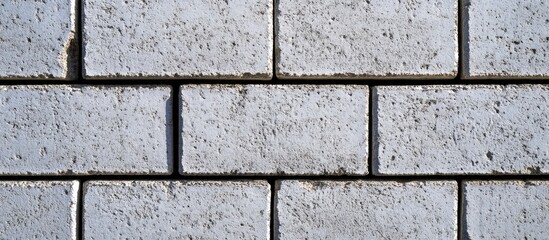 Obraz premium Industrial white cinder block wall with rough texture and varied shades positioned evenly creates a sturdy and minimalist aesthetic ideal for backgrounds.