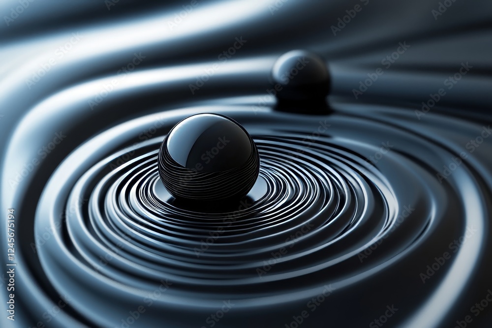 Poster abstract 3d render of layered spheres creating a ripple effect., generative ai