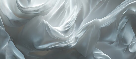 Obraz premium Gentle soft white satin backdrop flowing elegantly with smooth textures and subtle sheen creating a visually appealing surface for design use