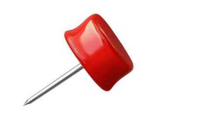 Red push pin isolated on transparent background