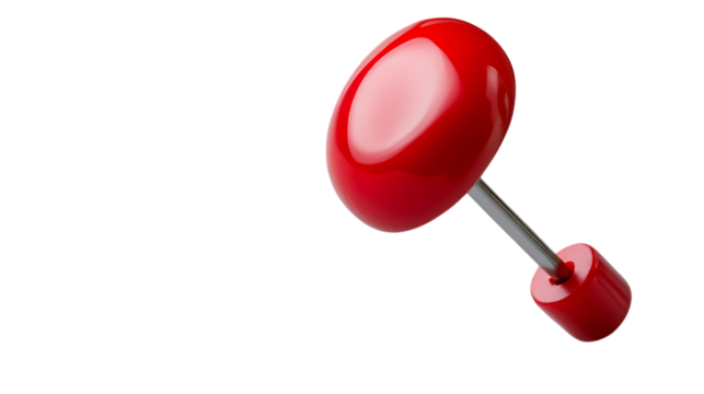 Red push pin isolated on transparent background