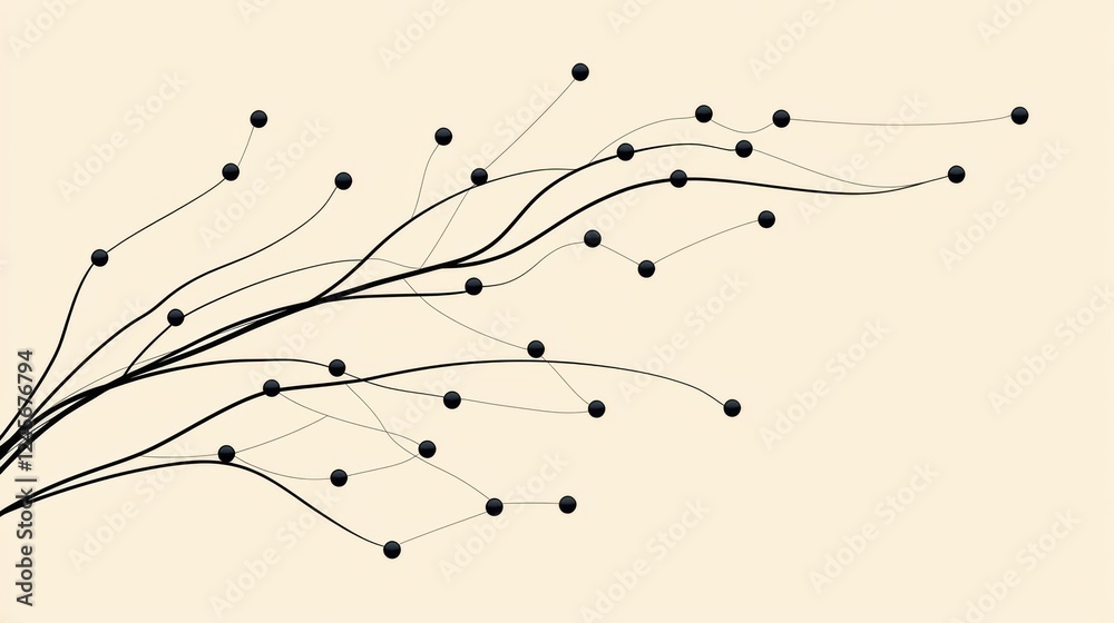 Poster abstract digital interface elements with circular nodes on a soft background