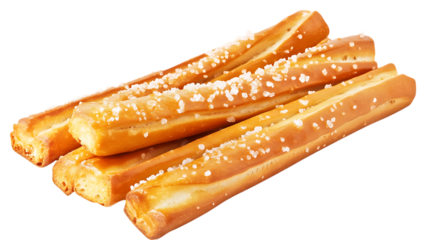 Salted pretzels isolated on transparent or white background