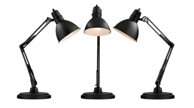 Set of desk lamps isolated on transparent or white background