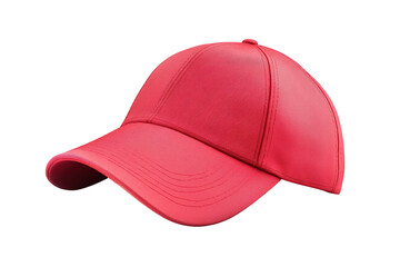 Fototapeta premium Red baseball cap on transparent background.