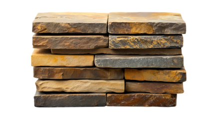 Stack of tiles isolated on transparent or white background