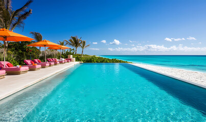 Serene Pool with Shimmering Aqua Blue Water for a Tranquil and Refreshing Escape