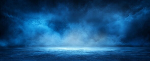 Blue smoky night scene, ground level, dark sky, background for design