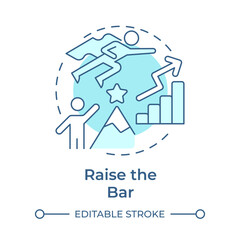 Raise the bar soft blue concept icon. High standards, challenge. Success, goal. Round shape line illustration. Abstract idea. Graphic design. Easy to use in infographic, presentation