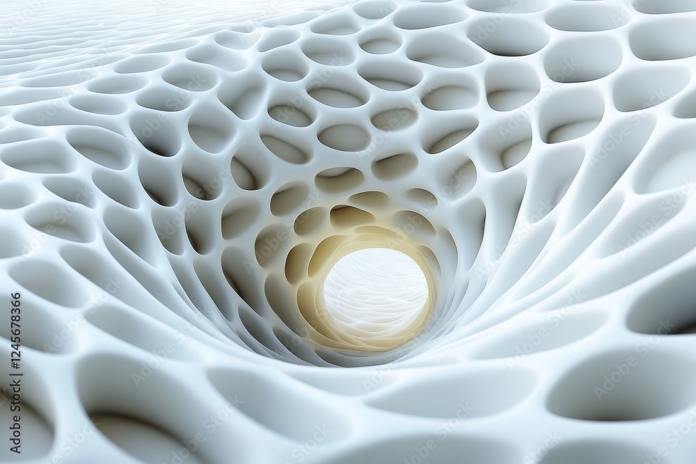 Poster abstract 3d composition of hexagons forming a twisting spiral., generative ai