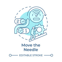 Move the needle soft blue concept icon. Business performance, progress. Workflow, management. Round shape line illustration. Abstract idea. Graphic design. Easy to use in infographic