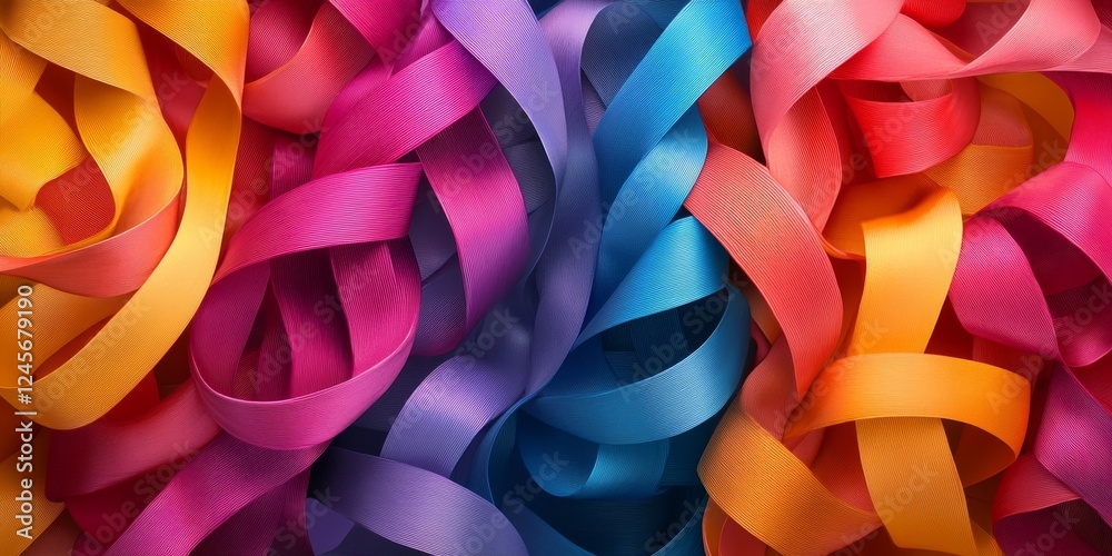 Aufkleber abstract 3d rendering of twisted ribbons in a vibrant color palette., generative ai