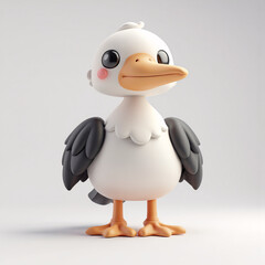 Obraz premium A cute 3d of Stork on white background