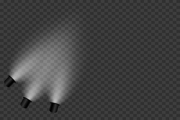 Magic stage lighting effect. Spotlight light effect. On a transparent background.
