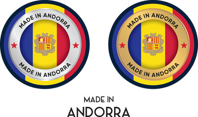 Made in Andorra. Premium labels, stickers, pointer, badge and symbol of Andorra flag icon. Collection vector illustration