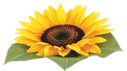Obraz premium 8. A single bright yellow sunflower on a white background