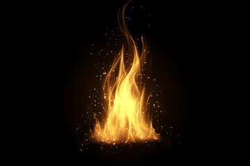 golden fire effect on dark background.