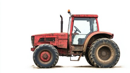 Naklejka premium Vintage Red Tractor Profile View