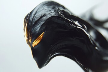 Abstract Dark Entity with Golden Accents: A Digital 3D Artwork