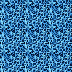 Abstract seamless pattern, leopard skin. Animal print, repeated indigo spots. Repeat woven jeans texture for design prints. Vector illustration
