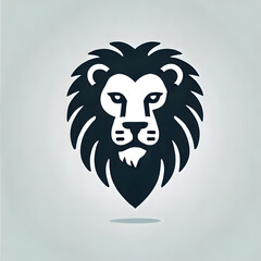 Obraz premium front view of flat and minimalist silhouette, illustration of Lion Head mascot logo design