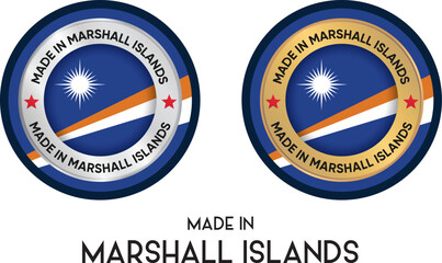 Made in Marshall Islands. Premium labels, stickers, pointer, badge and symbol of Marshall Islands flag icon. Collection vector illustration