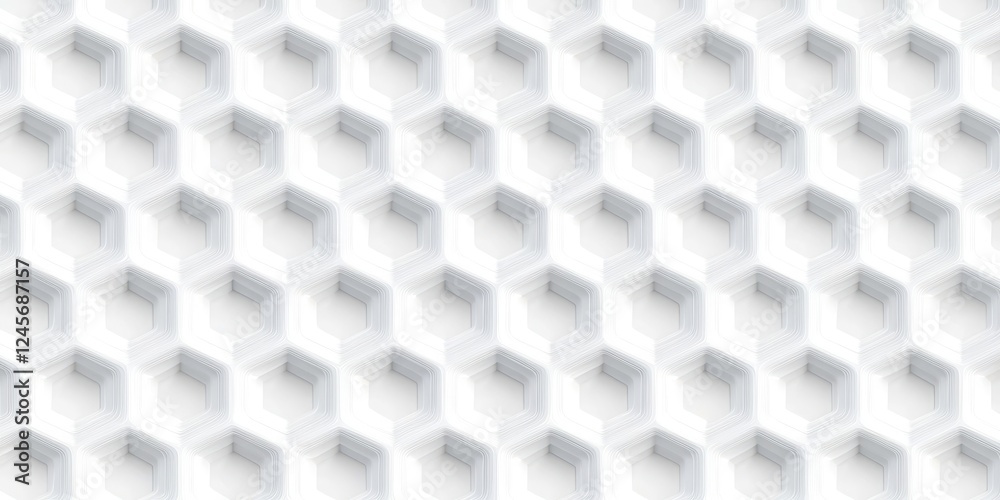 Poster White background with a pattern of white hexagons
