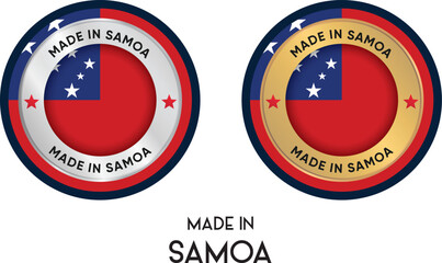Made in Samoa. Premium labels, stickers, pointer, badge and symbol of Samoa flag icon. Collection vector illustration