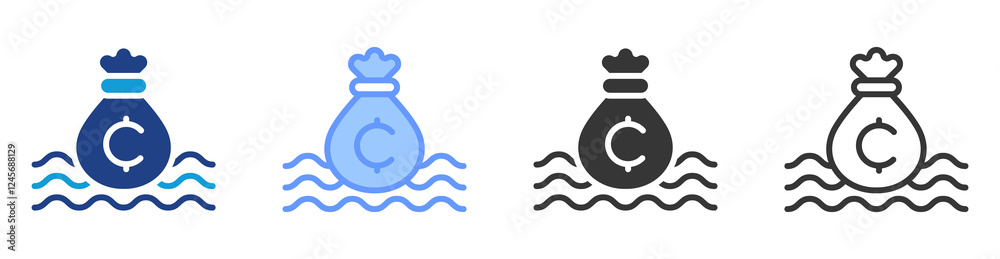 Poster liquidity pool icon set multiple style collection