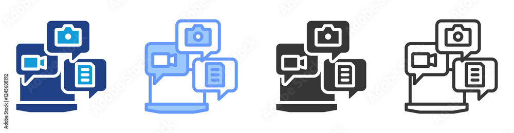 Poster Digital asset icon set multiple style collection