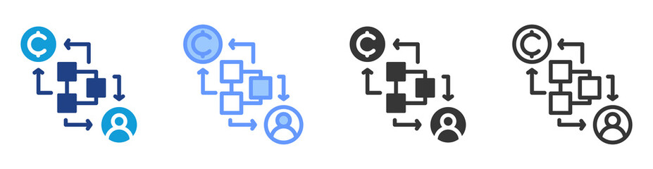 Staking reward icon set multiple style collection