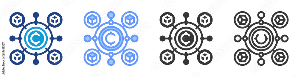 Aufkleber Cross chain protocol icon set multiple style collection
