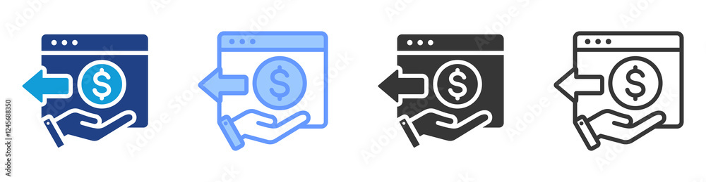 Poster borrowing platform icon set multiple style collection