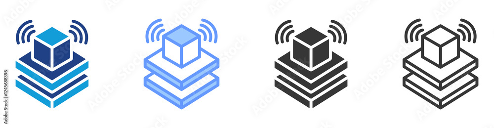 Poster Layer 2 solution icon set multiple style collection