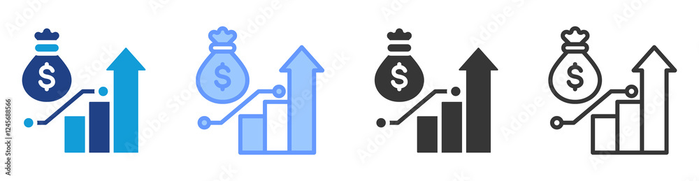 Poster Yield optimization icon set multiple style collection
